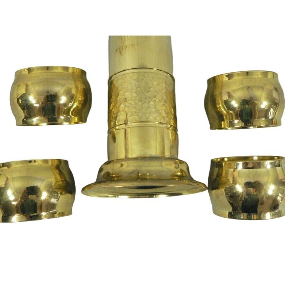 Candlestick Brass with Napkin Rings, Stacked on Brass Candlestick Base 4 Rings a - Picture 7 of 11